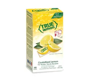 TRUE LEMON Water Enhancer, Bulk Dispenser, 100 Count (Pack of 1), 0 Calorie Drink Mix Packets For Water, Sugar Free Lemon Flavoring Powder Packets