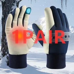 1 PAIR Winter Work Gloves, Synthetic Palm with Reinforced Padding on Thumb Crotch, Durable & Comfortable Design, Ideal for Cold Weather Use, Protective Work Gloves