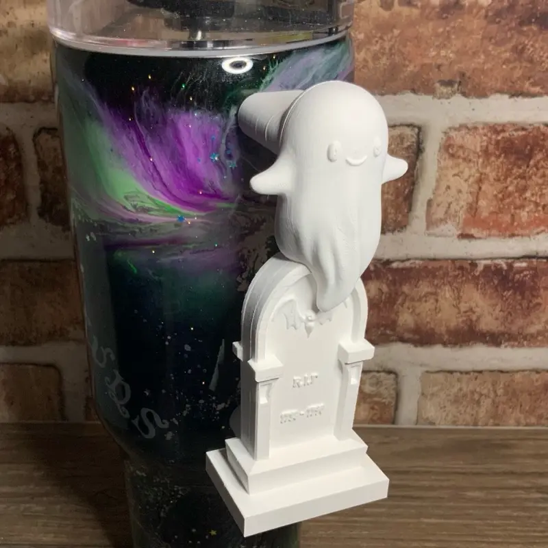 Ghost on Grave Resin Epoxy Tumbler Handle, Compatible with 40 oz and 30 oz Tumblers, Paint-and-Resin Ready Accessory