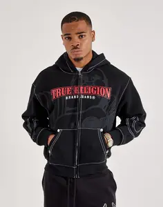 Mens True Religion Anniversary Big-T Zip Fleece Hoodie