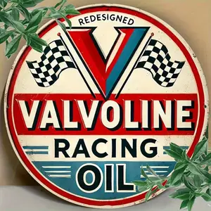 Vintage Valvoline Racing Oil Sign, Round Metal Sign, Wall Hanging Decor for Home, Office, Bar, Coffee Shop