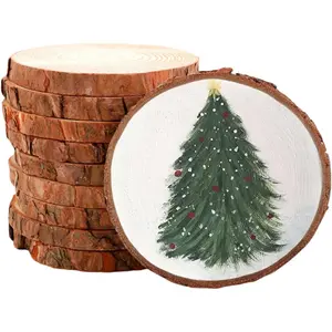 Circles for Crafts - 10 count, 3.5"-4" Unfinished Round Wooden Discs,  for DIY Painting, Christmas Crafts, Wedding Party Decor -