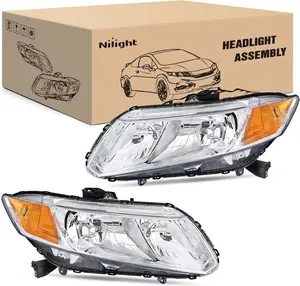 Nilight Headlights Assembly for 2012 2013 2014 2015 Honda Civic Sedan 4-Door 12 13 Civic Coupe 2-Door Chrome Housing Headlamp