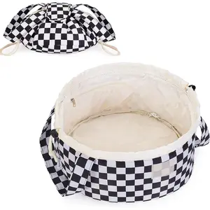Barrel Drawstring Makeup Bag Large Cosmetic Bag Make up Bags Women and Girls Toiletry Organizer for Travel Toiletries Accessories Essentials