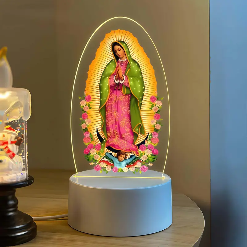 Our Lady of Guadalupe 3D Night Light, Virgin Mary LED Lamp for Home Altar & Prayer Room, Catholic Religious Decor, Spiritual Blessing Gift for Mom