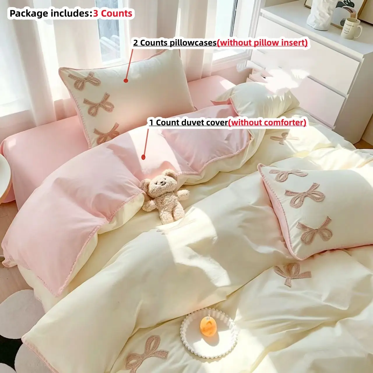 3pcs Elegant Embroidered Orchid Bed Linen Set, Includes Soft Comforter and Pillow Covers, and Breathable for All Seasons, Decorative Bedding Set, Comfy Bedding Set, Soft Bedding Sets