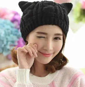 Hand Made Cute Knitted Cat Ear Beanie for Winter