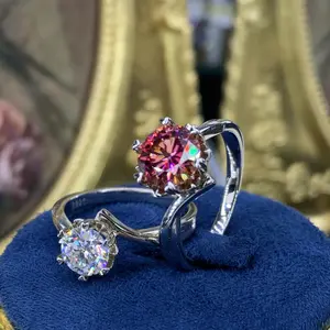 (SNOWFLAKE)1-2CT synthetic Moissanite 925 Sterling Silver Ring