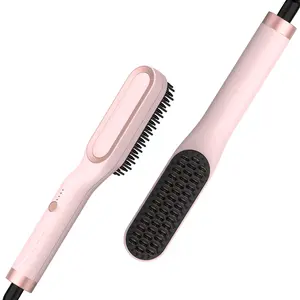 Hot-Selling Straightening Comb Beard Comb and Curling Dual-Use Hair Styling Constant Temperature Negative Ion Curler All-in-One domi  do  beauty Pink wavytalk thermal blowout diffuser curly hair hair styling tools hair curler curling irons shop deal