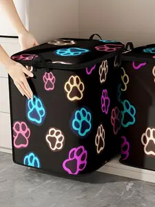 Random Color Dog Paw Print Travel Organizer, Portable Clothes Organizer, Cute and Practical Quilt Storage Bag, Durable Material Storage Bag with Handle for Home Use