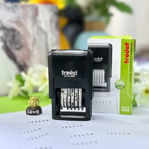 Automatic Date Stamp Pad 4846, 6-Digit Number Display, Replaceable Numbers, Blue Ink Stamps, Ideal for Batch Box Numbers, Interchangeable Numbers