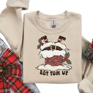Shop Our Of Hilarious Holiday Crewnecks! Perfect Christmas Gifts For Her - Santa Claus Coming Down The Chimney . Sweater