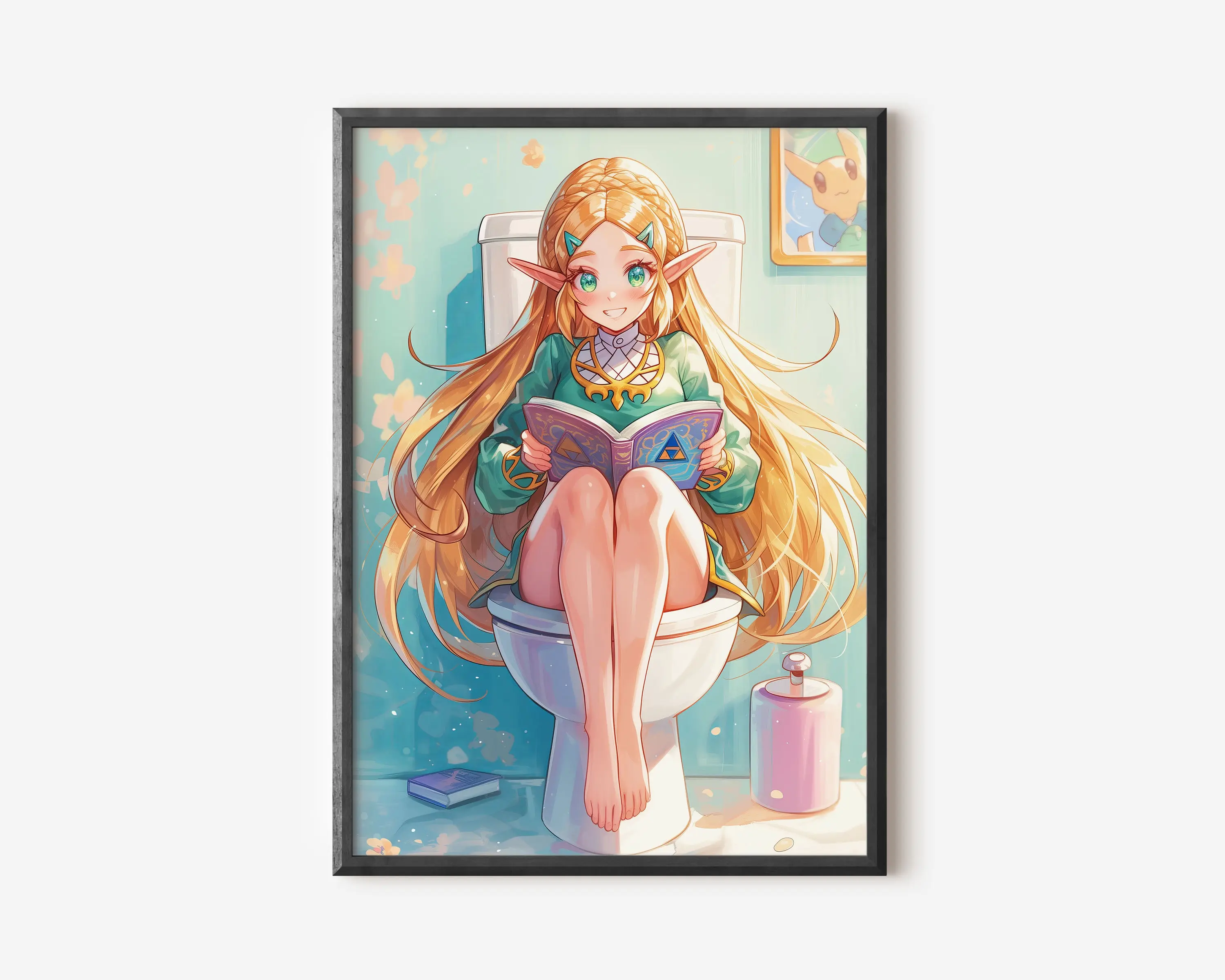 Zelda Bathroom Series The Legend of Zelda Style Art Printable Wall Art Anime Wall Art Funny Bathroom Decor