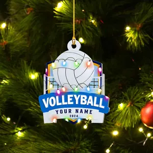 Personalized Volleyball Ornament,Volleyball 2D Acrylic Flat Christmas Ornaments, Volleyball Players Holding Ball Acrylic (Volleyball 12)