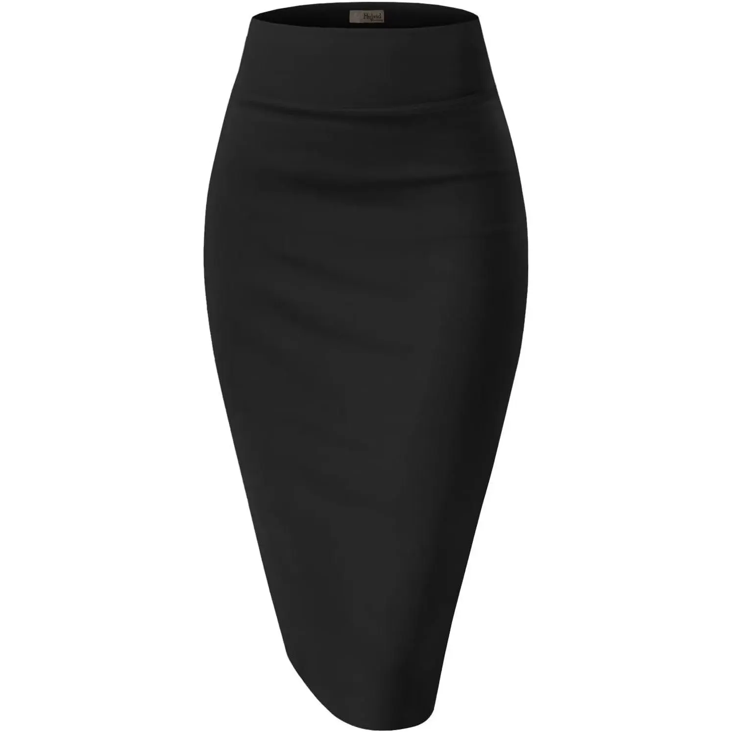 Women's Premium Nylon Ponte Stretch High Waist Pencil Suit Skirt Below Knee