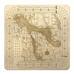 Lake Charlevoix, MI Topographic Cribbage Board