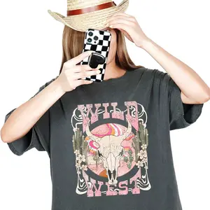Wild West Comfort Colors Shirt for Women and Teens - Country Girl Oversized Tee - Cowgirl Desert Theme T-Shirt - Rodeo Shirt