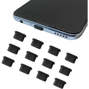 12pcs USB Type C Anti Dust Cap Cover Port Plugs Protector Compatible with iPhone 15 Samsung Galaxy S21/S20/S22 Plus Ultra Huawei Mate 30 for All Type-C Smartphones and Tablets - Black