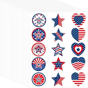 450 count Patriotic Independence Day Stickers 4th of July 1.5 Inch Red White Blue National Flag DIY Self Adhesive Stickers Memorial Day Veterans Day Labor Day for Envelopes Baking Bag Party  Decor