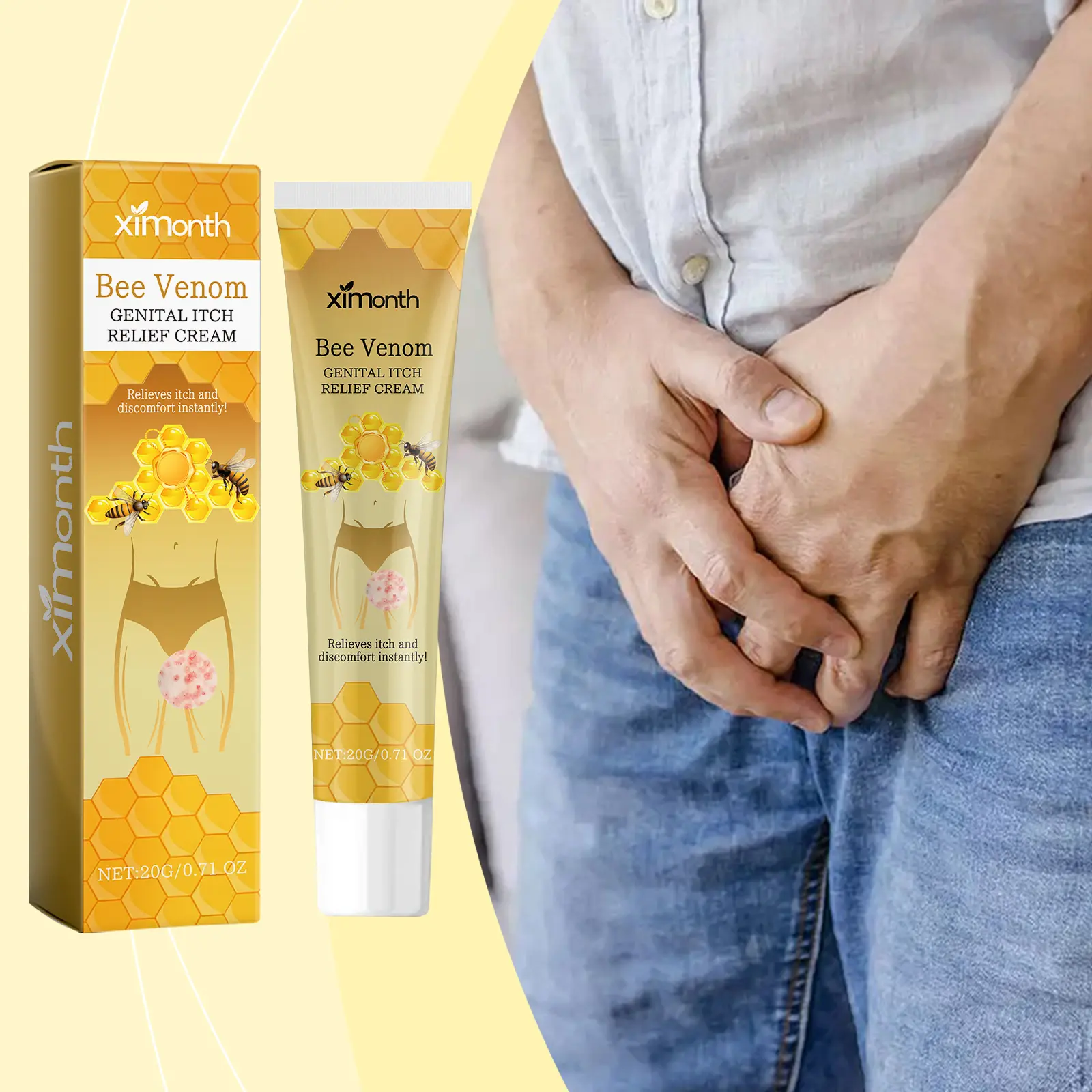 Ximonth Men's Sensitive Skin Body Moisturizer - Glycerin-Infused, Gentle, Smooth Daily Cream for Inner Thigh Itching and Redness Relief