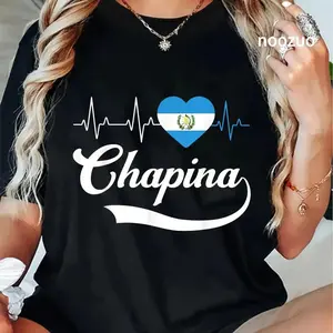 Sanlan 100% Cotton Unisex Guatemalan Flag Girl Women Guatemala Chapina Camiseta Slang T-Shirt