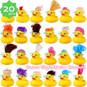 20 Sets Blue Lace Eyeglasses Wig Rubber Duck Gift Set, Cute Party Gifts, Fun Wigs Ducks & Fashion Glasses, Birthday Pool Party Supplies, Party Event Props