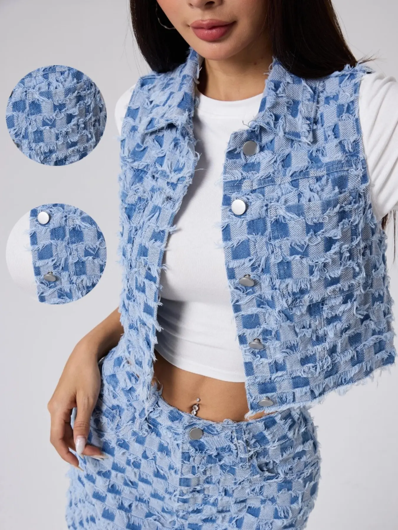 Vintage Washed Distressed Scottish Vest Waistcoat, Short, Classic, Retro Style, Casual Wear, Men's Fashion, Perfect for Daily Use, Denim Vest, Sleeveless Denim Gilet, Clothes