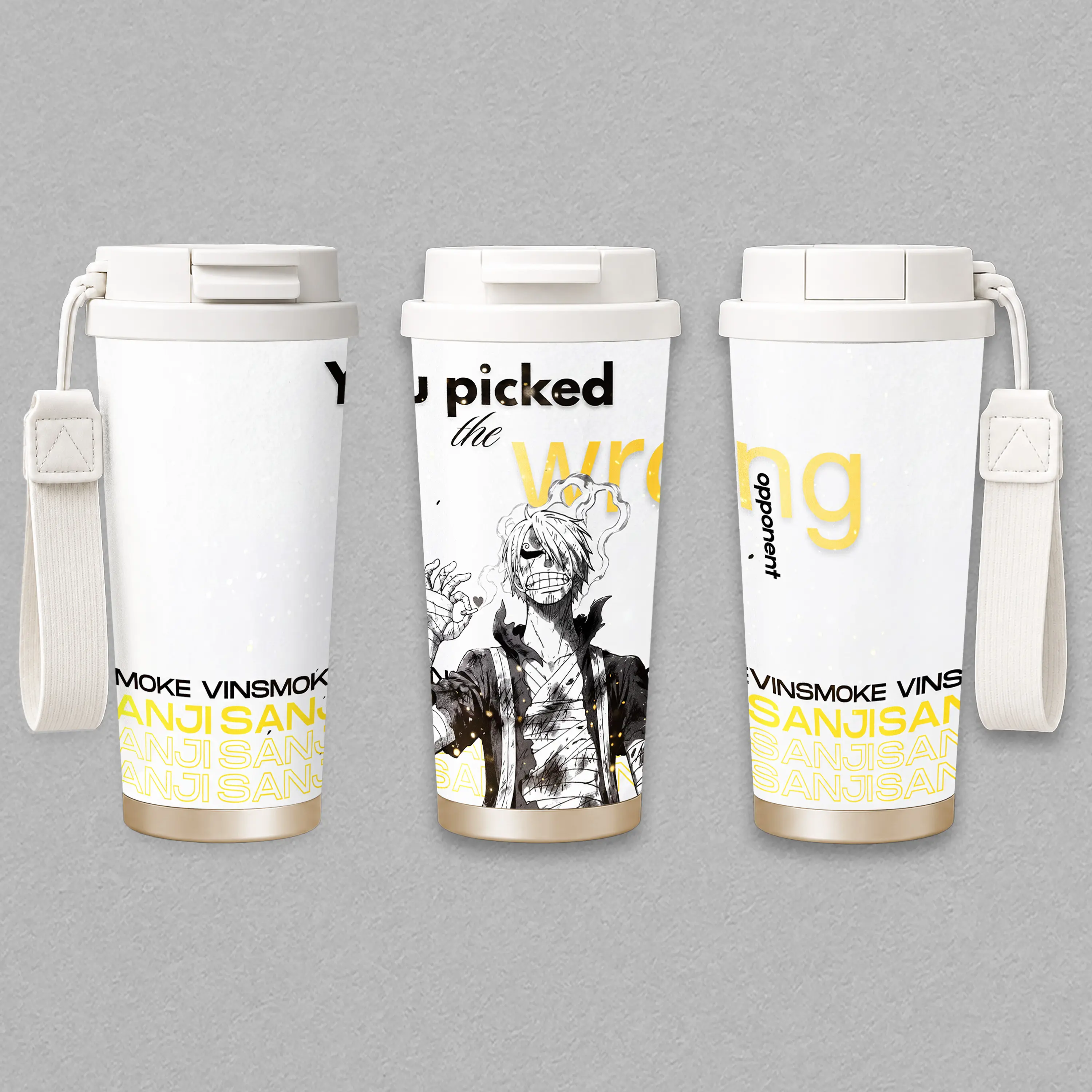 Vinsmoke Sanji - One Piece Anime - Wrong Opponent - 17oz 24oz 30oz Insulated Tumbler, Water Bottle, Straw Cup, Handle Travel Mug