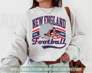 [Sale Up To 50%] New England Football Vintage Sweatshirt, The Pats Sweater, Vintage New England Fan Gift Crewneck, Patriot Sweatshirt Fans Gift, Gift For Fan, Trendy USA Cotton Fabric