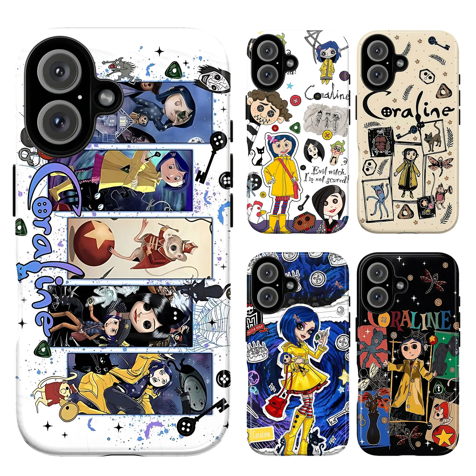 Dark Doll Girl Phone Case – Button Eyes Fantasy Aesthetic Protective Cover for iPhone 11 12 13 14 15 16 17 & Samsung S21 S22 S23 S24, Gothic Cute Gift