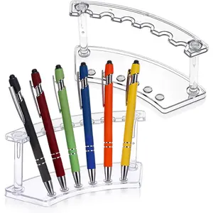 2 count Clear Plastic Pen Holder Stand Display Rack, 6-Slot Pen Display Stands,  Pencil Holders Eyebrow Pens Stand Makeup Brush Rack Organizer for  Office Store Desk School Supplies