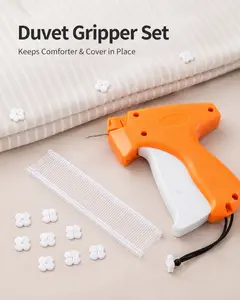 Duvet Gripper Gun Set｜Multi-Purpose Hang Tag Tool, One-Click No-Sew Invisible Fastening, Soft TPU Pins for Safety. Stops Comforter Shifting & Bunching, Perfect Bedding Fixer