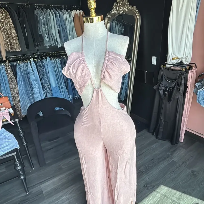 Kataleya Jumpsuit - Pink Overalls with Bow Detail, Stylish Design for Women - Womenswear