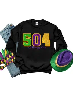 Sweatshirt-Mardi Gras 504 LaWeezyAna Glitter Applique Sweatshirt