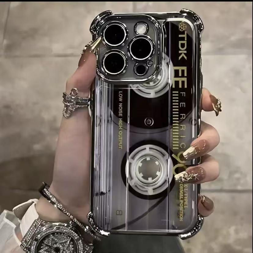 Retro Cassette Pattern Silicone Soft Phone Casesfor iPhone1716 15 14 13 12 11 Promax Pro Plus Air& Samsung Galaxy S26 S25 S24 S23 S22 S21EDGE UItra Plus FE Clear TPU ShockproofProtective Cover Gift For Birthday ThanksgivingChristmas Halloween  AI7