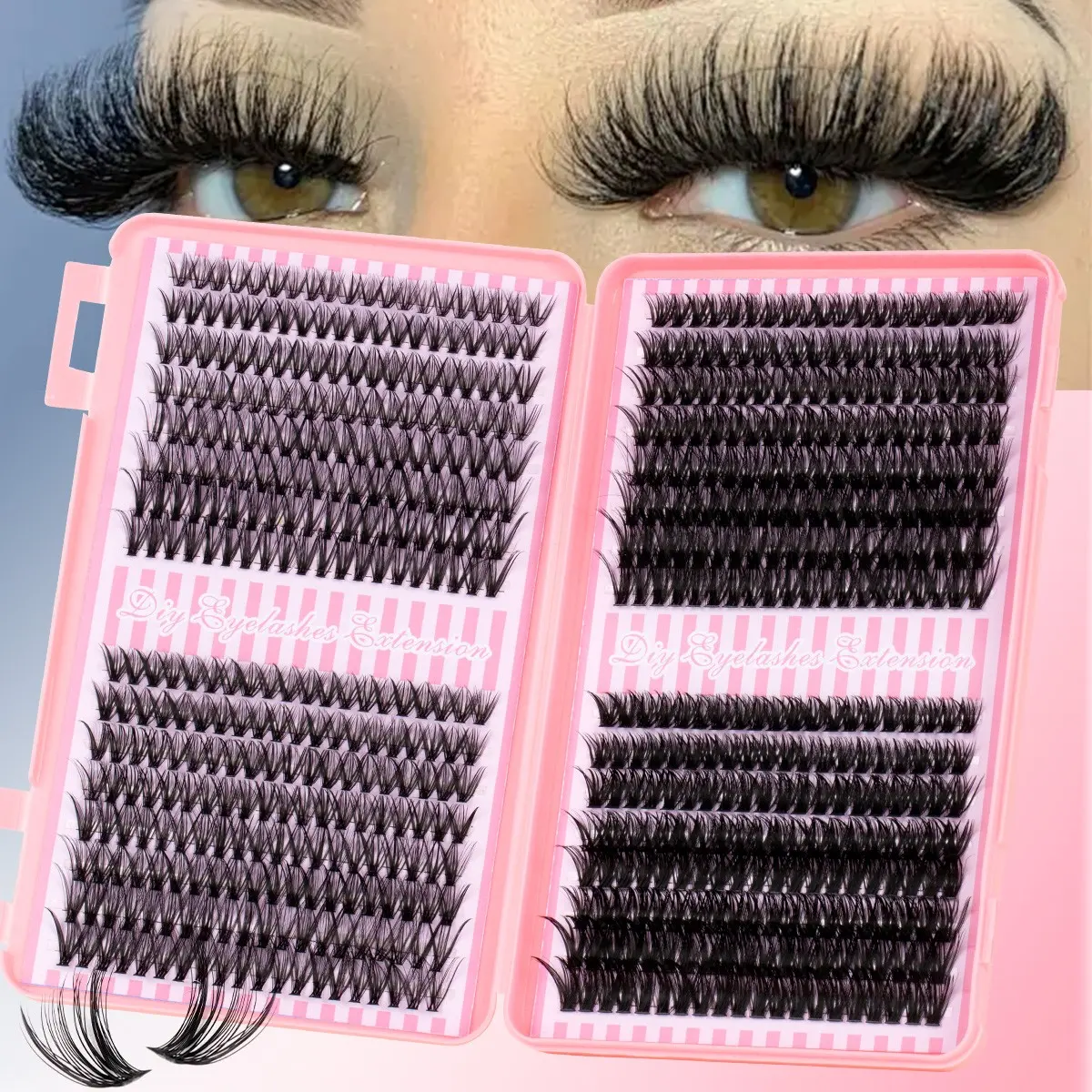 Natural Dense Eyelash Cluster Kit 30-80D/60-100D, Soft Long-Lasting D Curl Lashes, Eyelash Clusters, DIY Extension Set Includes Bond, Seal, Remover and Eyelash Tweezers, Easy At-Home DIY with Multiple Lengths, Diy False Eyelashes