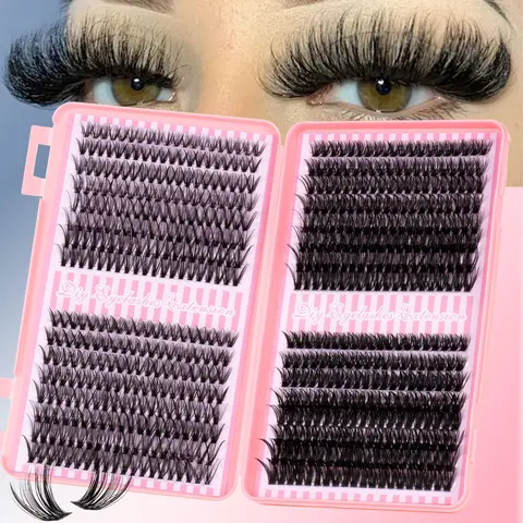 Natural Dense Eyelash Cluster Kit 30-80D/60-100D, Soft Long-Lasting D Curl Lashes, Eyelash Clusters, DIY Extension Set Includes Bond, Seal, Remover and Eyelash Tweezers, Easy At-Home DIY with Multiple Lengths, Diy False Eyelashes