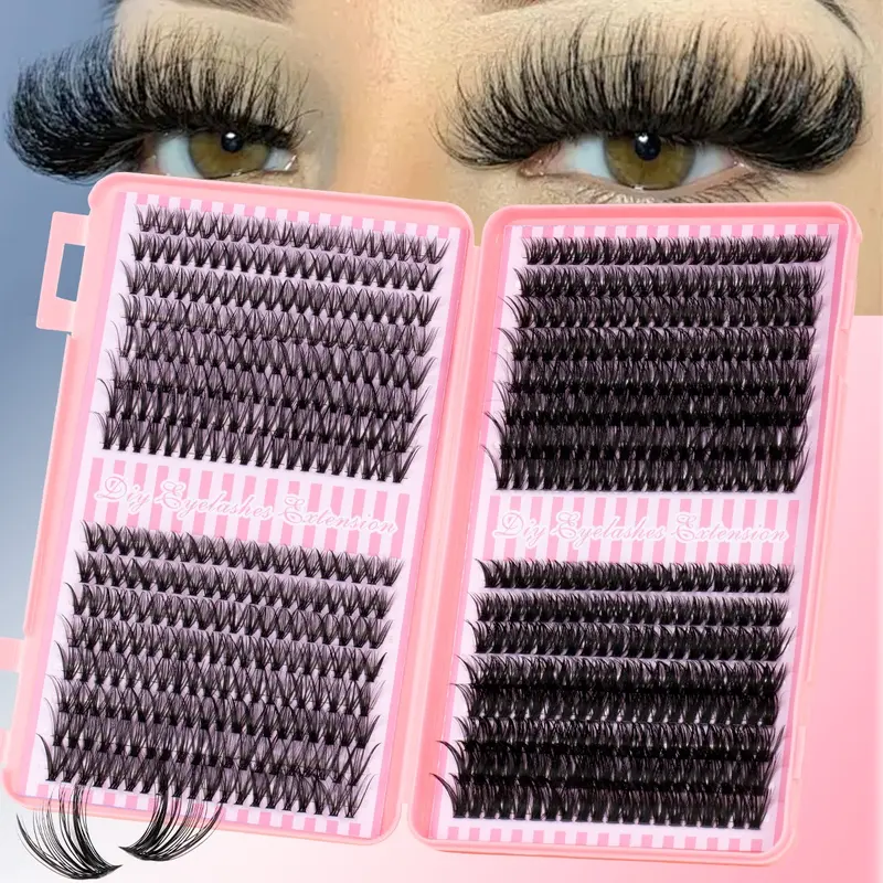 Natural Dense Eyelash Cluster Kit 30-80D/60-100D, Soft Long-Lasting D Curl Lashes, Eyelash Clusters, DIY Extension Set Includes Bond, Seal, Remover and Eyelash Tweezers, Easy At-Home DIY with Multiple Lengths, Diy False Eyelashes