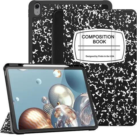 Fintie SlimShell Case for iPad Air 13-inch (M4/M3/M2 Chip) - Soft TPU Back, Built-in Pencil Holder, Auto-Wake/Sleep, Cute iPad Case Composition