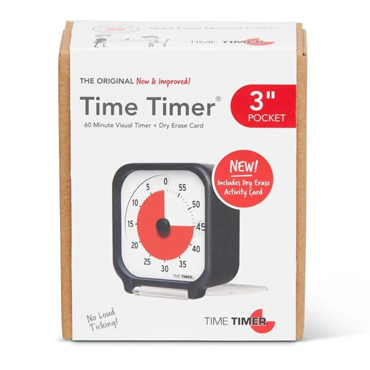 212 MAIN 3 inches Compact Silent Pocket Time Timer with Visual Display, 0.21 lbs Portable Stopwatch & Timer, Sports & Outdoor Accessory for Time Management, Includes Soft Carrying Bag, 1 AA Battery (All Ages)