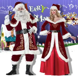 Sunny Ephemera Christmas character cosplay costume；Festive cosplay outfit European And American Hot-selling Santa Claus Role-playing Costumes, Christmas Costumes For Adults, Men And Women, Christmas Couple Costumes In Stock