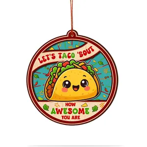 Taco Ornament, Shatterproof Wood and Acrylic Taco Ornaments for Christmas Tree, Fun Food Christmas Tree Decoration, Unique Gift for Foodie, Friends and White Elephant Exchanges