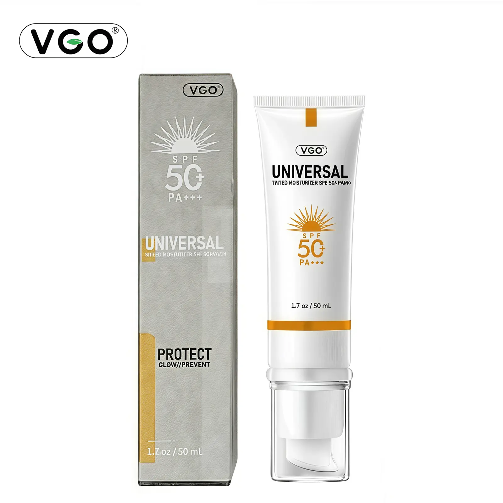 VGO-Universal Tinted Moisturizer SPF50+ Earthy yellow liquid It can be used as foundation liquid-A Hydrating Mineral Sunscreen prevent sunburn Spray face spf moisturising