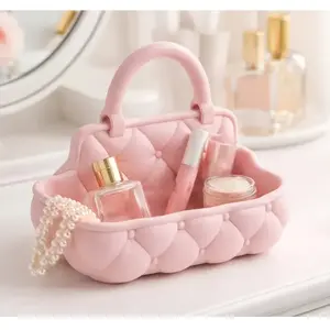 1pc Jewelry Storage Box with Handle, Quilted Design Jewelry Organizer, Makeup Organizer Box, Suitable for Vanity, Bedroom Jewelry Storage, Can Store Rings, Necklaces, Earrings, Cosmetics, and Small Accessories, the Best Mother's Day Gift for Friends