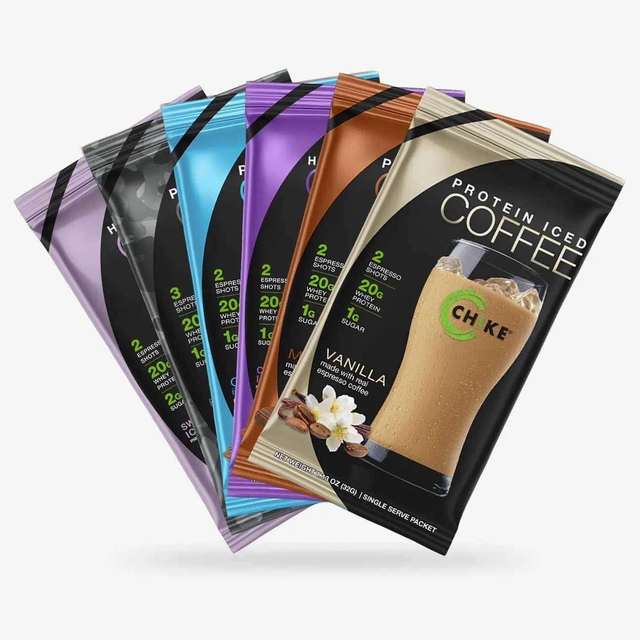 Chike High Protein Iced Coffee Sampler Pack, 20 G Protein, 2 Shots Espresso, 1 G Sugar, Keto Friendly and Gluten Free, 6 Single Serve Packets (packaging may vary)undefined