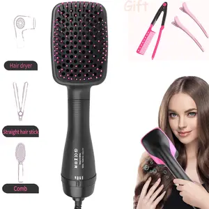 Hair Dryer Styling Straight Hair Three in One Device with Integrated Combing & Straightening Brush Dual Wind Speed & Temperature Control for Lusterless Frizz