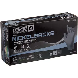 : 6 Mil Nickelback Nitrile Gloves with Sweat Absorbing Liner, Latex and Powder Free, Disposable Gloves, Textured Grip, , ing and Mechanic Work Gloves (Gray 6 mil, Large)