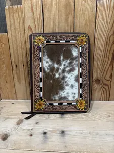 Sunflower Tooled Leather & Cowhide Portfolio Binder!