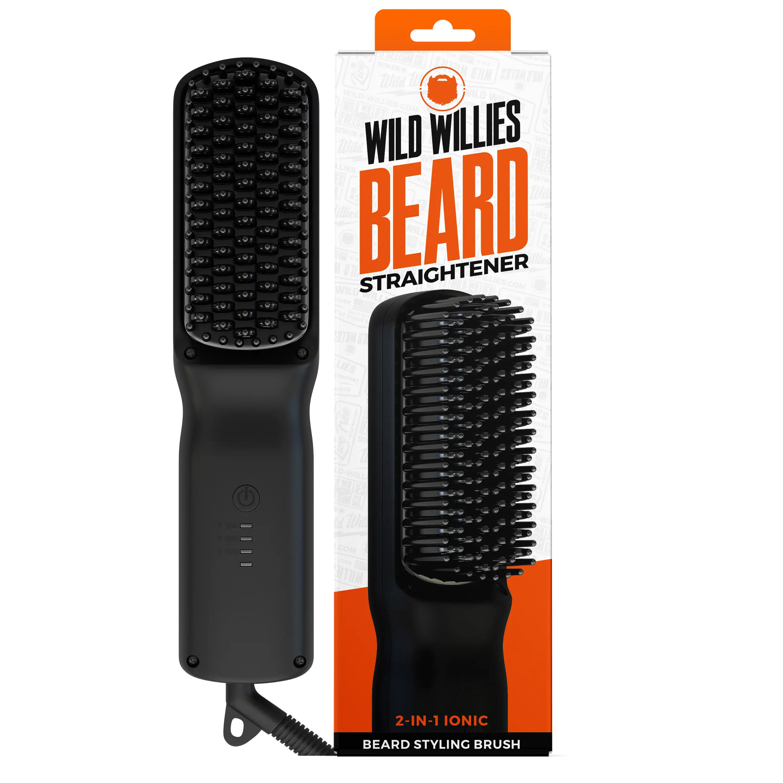 Beard Straightener for Men by Wild Willies - 2-in-1 Heated Brush Straightening C...
