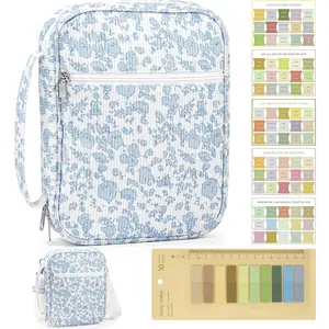 Bible Cover Case for Girls Bible Cover with Durable Handle and Shoulder Strap Corduroy Carrying Case for Women Study Supplies Accessories Christian Gift for Teens